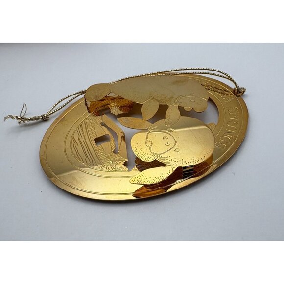 Vintage Gold Tone Manatee Christmas Ornament Homosassa Springs FL 3D - Picture 4 of 7